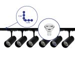 Bright Choice Set completo 1-Fase Rail L 1,5 x 1,5 Metro Nero | incl. 6x Faretti + GU10 2700K 3W Dimmerabile + Tappo Di Chiusura, Connettore di Alimentazione e L -Connettore